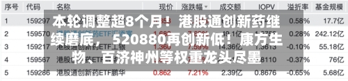 本轮调整超8个月！港股通创新药继续磨底， 520880再创新低！康方生物	、百济神州等权重龙头尽墨-第2张图片