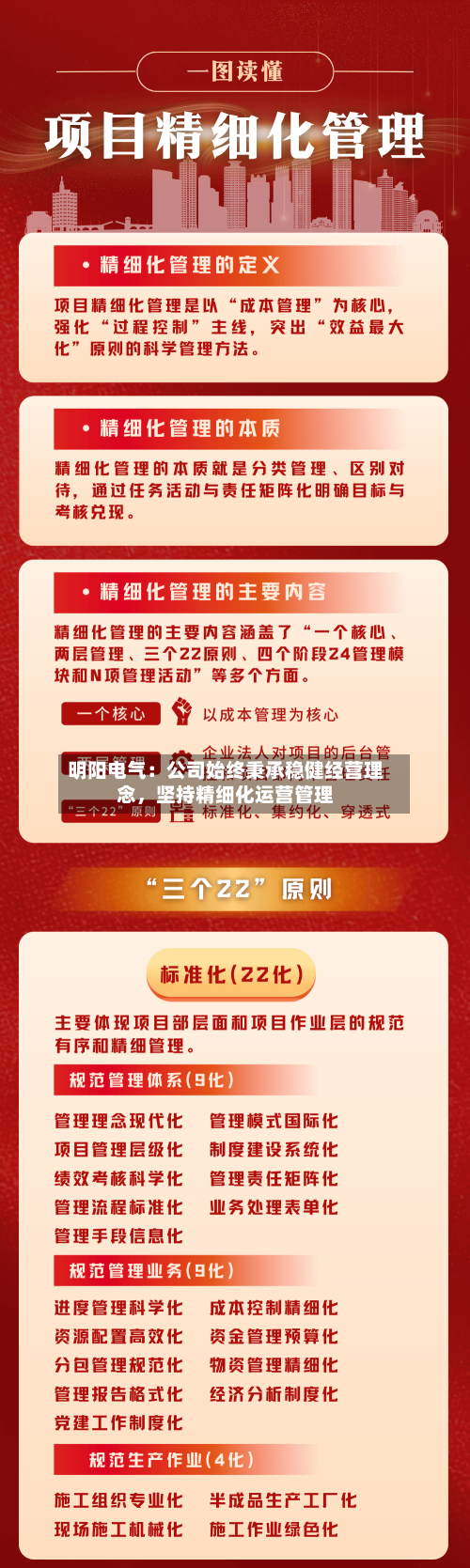 明阳电气：公司始终秉承稳健经营理念，坚持精细化运营管理
